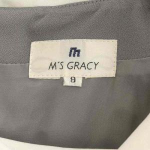 M'S GRACY ワンピース 膝丈 長袖 シアースリーブ 9号 グレー オフホワイト