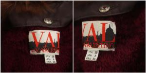 VALENTINO ファー付きカーディガン 長袖 ミドル丈 スリム 9 ボルドー 茶色 ブラウン