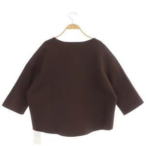 TOMORROWLAND ダブルフェイスキーネックプルオーバー カットソー 長袖 F 茶 ブラウン