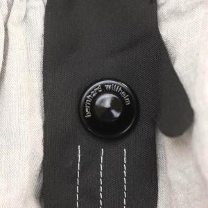 BERNHARD WILLHELM Vネックギャザーワンピース 膝丈 五分袖 リネン混 OS ライトグレー