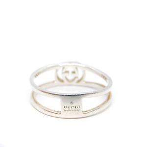 GUCCI インターロッキングG シンオープンリング 指輪 12号 925 シルバー