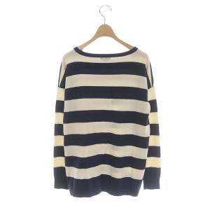 Theory TOLLIE FSボーダークルーネックニット セーター 長袖 S ダークネイビー アイボリー