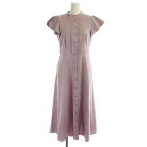 23SS シルキータフタシャツワンピース ロング フレンチスリーブ 36 スモークピンク