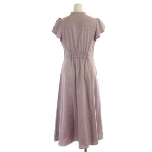 BLUE LABEL CRESTBRIDGE 23SS シルキータフタシャツワンピース ロング フレンチスリーブ 36 スモークピンク