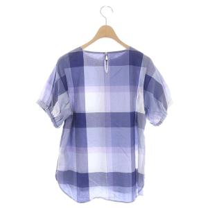 BLUE LABEL CRESTBRIDGE 23SS クレストブリッジチェック ソフティーボイルブラウス プルオーバー 半袖 36 青 ブルー マルチカラー