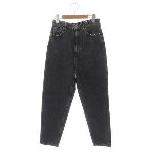 ×東原妙子 THE FIG デニムパンツ ジーンズ テーパード ダメージ加工 24 黒 ブラック