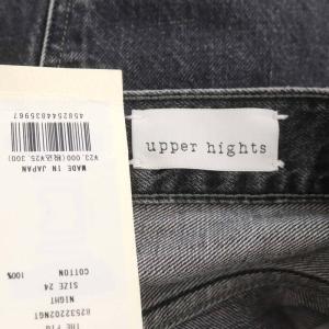 upper hights ×東原妙子 THE FIG デニムパンツ ジーンズ テーパード ダメージ加工 24 黒 ブラック