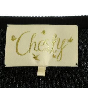 Chesty ビジュー付きニットカーディガン 長袖 F 黒 ブラック マルチカラー