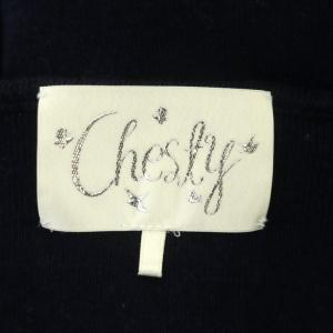 Chesty フラワーレース切り替え カシュクールワンピース ロング ミモレ丈 長袖 リボンベルト付き 1 紺 ネイビー マルチカラー