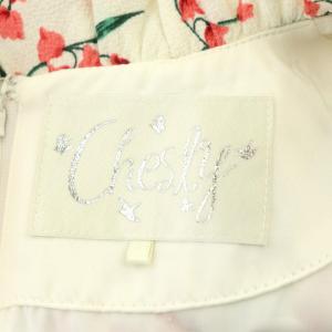 Chesty フラワープリントロングワンピース 長袖 花柄 1 オフホワイト ピンク 緑