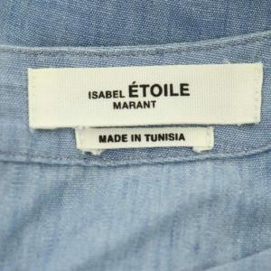 ISABEL MARANT ETOILE デニムフリンジワンピース 半袖 ロング フレア ティアード ボートネック プルオーバー 36 水色 ライトブルー