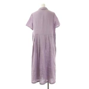 fog linen work リネン ショートスリーブ シャツワンピース ロング 半袖 紫 パープル