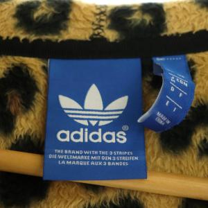 adidas Originals レオパード柄ジップアップパーカー 長袖 フード ファー M イエローベージュ 黒 茶色 M33838