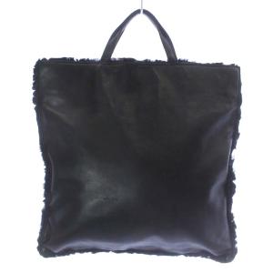 LOEWE トートバッグ ハンドバッグ リアルファー ナッパレザー 切替 黒 ブラック