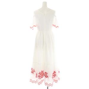 Chesty サンゴ刺繍ワンピース オフショルダー 肩出し ロング 0 白 ホワイト 赤 レッド オレンジ