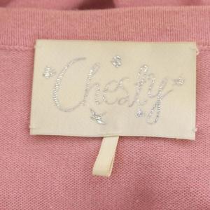 Chesty ビジュー フラワー刺繍 ニット カーディガン 長袖 Ｆ ピンク マルチカラー