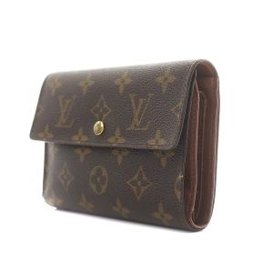 LOUIS VUITTON モノグラム ポルトトレゾール エテュイ パピエ 三つ折り財布 キャンバス 茶 ブラウン M61202