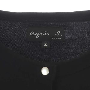agnes b. CARDIGAN カーディガンプレッション 長袖 クルーネック 2 黒 ブラック