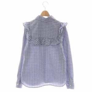Maison Kitsuné フリルチェックシャツ 長袖 38 青 白 紺