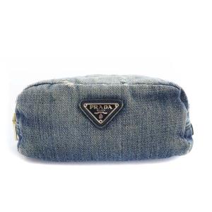 PRADA コスメ ポーチ 小物入れ デニム インディゴ