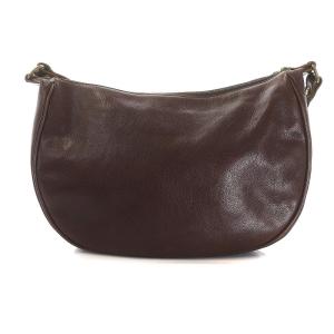 IL BISONTE ショルダーバッグ 三日月型 レザー ロゴ型押し こげ茶