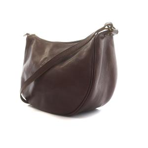 IL BISONTE ショルダーバッグ 三日月型 レザー ロゴ型押し こげ茶