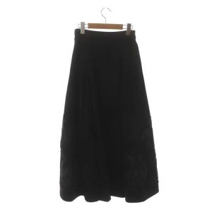 Ameri VINTAGE 21AW RIBBON EMBROIDERY SKIRT スカート ロング フレア タック 刺繍 S 黒 ブラック