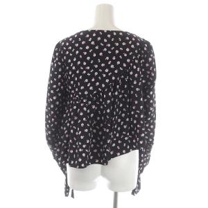 3.1 phillip lim 花柄 ブラウス 長袖 ボートネック アシメ ギャザー 総柄 0 黒 白 ピンク