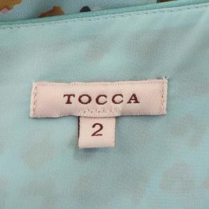TOCCA ワンピース ひざ丈 半袖 総柄 2 ライトブルー ブラウン マルチカラー