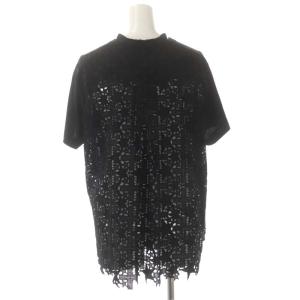 sacai バックレース Tシャツ カットソー 半袖 シアー 星柄 2 黒 ブラック 16-02490