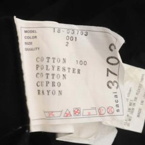 sacai 裾プリーツ カットソー Tシャツ 半袖 レース フリル 2 黒 ブラック 18-03703