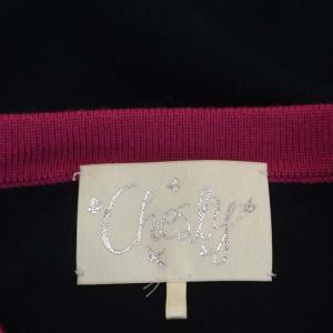 Chesty カーディガン パール 切替 ベロア 長袖 ウール F 紺 ネイビー