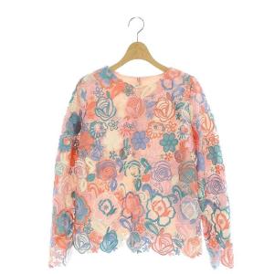 カットソー 長袖 フラワーレース刺繍  プルオーバー 1 マルチカラー