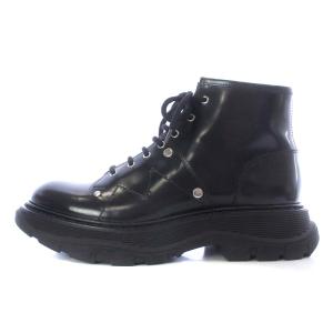 Alexander McQueen 595469 ブーツ ショート レースアップ レザー 25cm ブラック