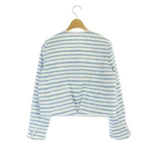 ANAYI 23SSMALHIA KENT ツイードジャケット ノーカラー 総裏地 36 水色 白 ライトブルー ホワイト