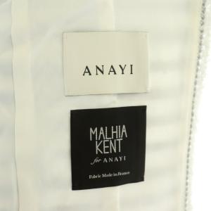 ANAYI 23SSMALHIA KENT ツイードジャケット ノーカラー 総裏地 36 水色 白 ライトブルー ホワイト