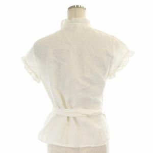 agnes b. リネン トップス カットソー カシュクール 半袖 フリル 36 白 ホワイト