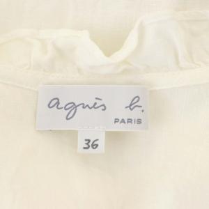 agnes b. リネン トップス カットソー カシュクール 半袖 フリル 36 白 ホワイト