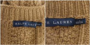 RALPH LAUREN ウールカシミヤ カーディガン ケーブルニット 長袖 厚手 S キャメル