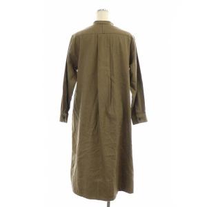 MARGARET HOWELL 長袖ワンピース ロング バンドカラー リネン 2 カーキブラウン