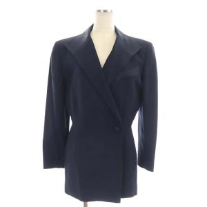 Christian Dior セットアップ 上下 ウール ジャケット ミドル丈 総裏地 タイトスカート ミニ 40/6 紺 ネイビー