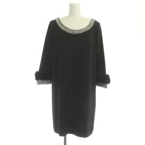 Diagram GRACE CONTINENTAL ビジューファーカフスワンピース ミニ 八分袖 38 黒 ブラック