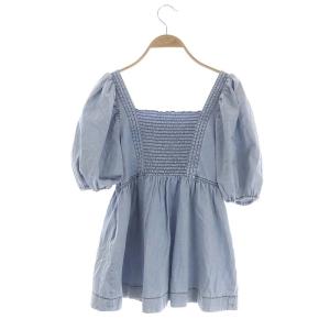 Diagram GRACE CONTINENTAL 21SS デニムパフトップ ブラウス プルオーバー 半袖 スクエアネック ギャザー 36 ライトブルー