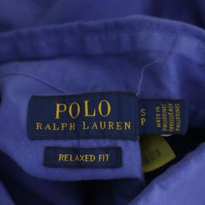 POLO RALPH LAUREN 長袖シャツ 前開き ロゴ刺繍 コットン SP 紺 ネイビー 黄色 イエロー