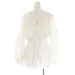 nagonstans コットンリネンバルーンスリーブチュニック ブラウス 長袖 プルオーバー リネン混 36 オフホワイト