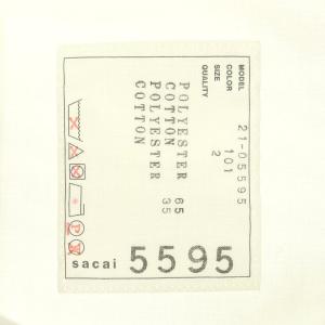sacai 21年製 Cotton Poplin x Lace Shirt 半袖 レース切替 2 アイボリー