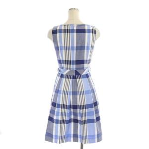 BLUE LABEL CRESTBRIDGE ワンピース ノースリーブ チェック ロング ミモレ 34 青 ブルー