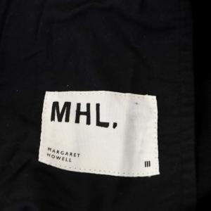 MHL. IRREGULAR COTTON CANVAS ワイドパンツ イージー 3 黒 ブラック