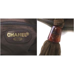 CHANEL トートバッグ ココマーク タッセル スエード ダークブラウン
