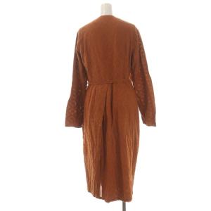 YAECA コットン カシュクール ワンピース ガウン ロング 長袖 M オレンジブラウン